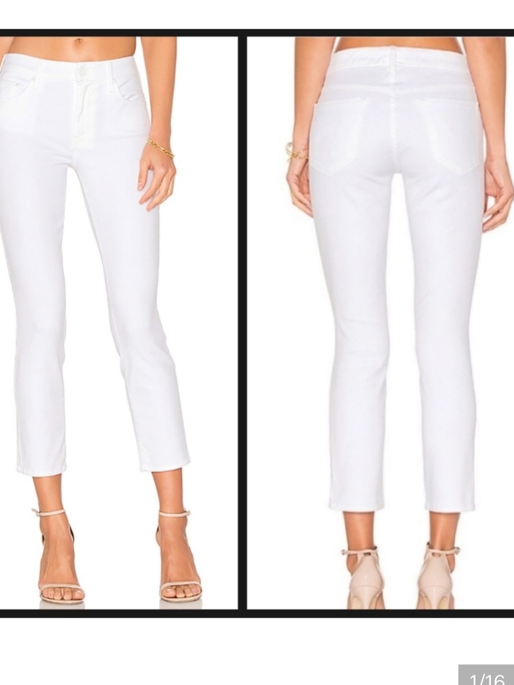 MOTHER  The Looker Crop White Straight Jeans